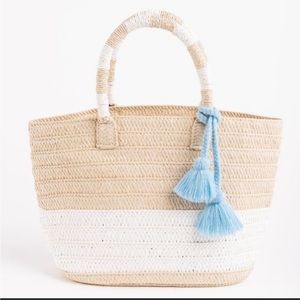Altur Straw Beach Bag with Detachable Blue Tassel